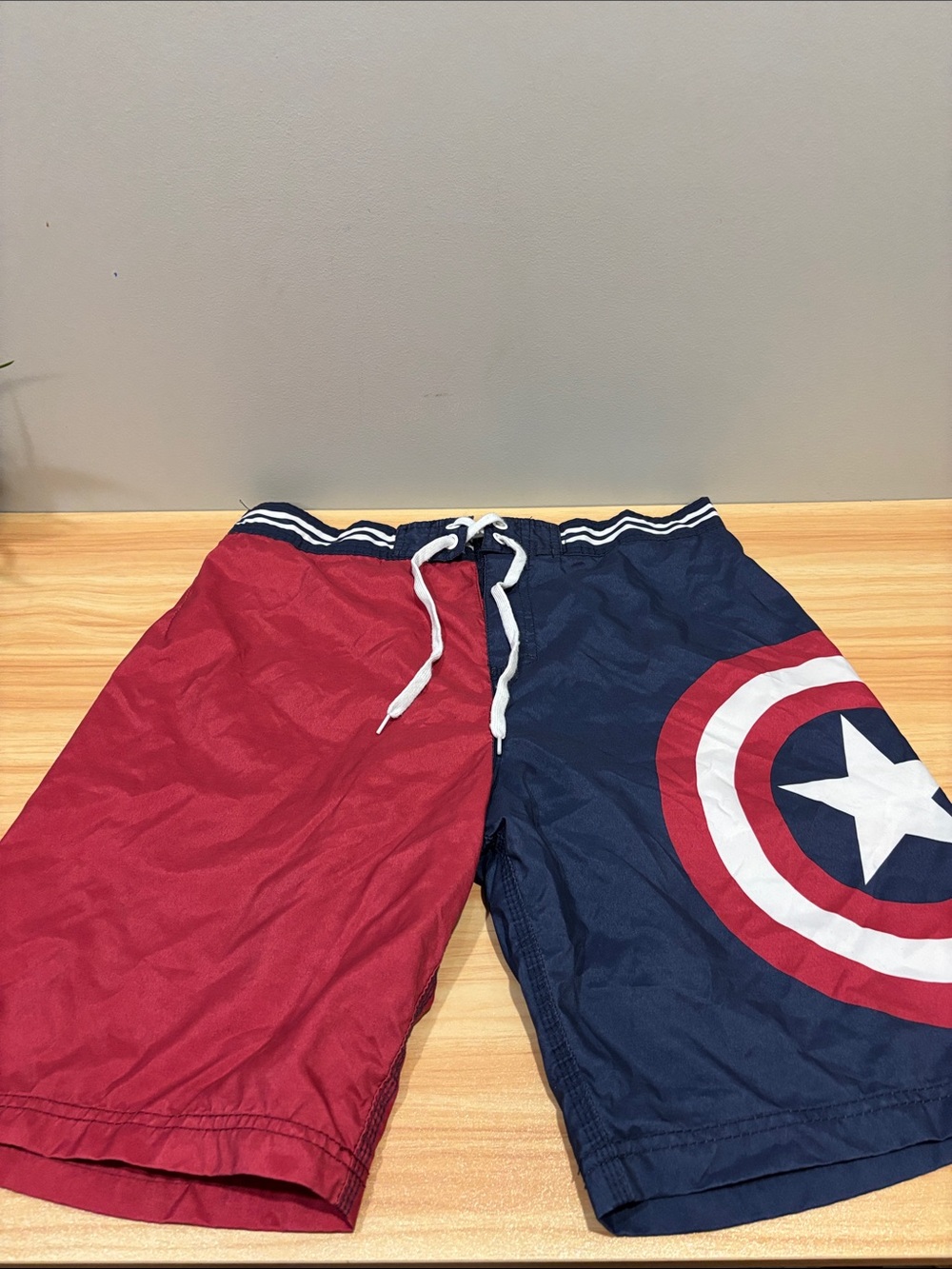 Marvel Men's Red & Navy swimwear with Captain Shield Graphic